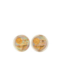 CC Gold Plated Resin Camellia Button Clip On Earrings