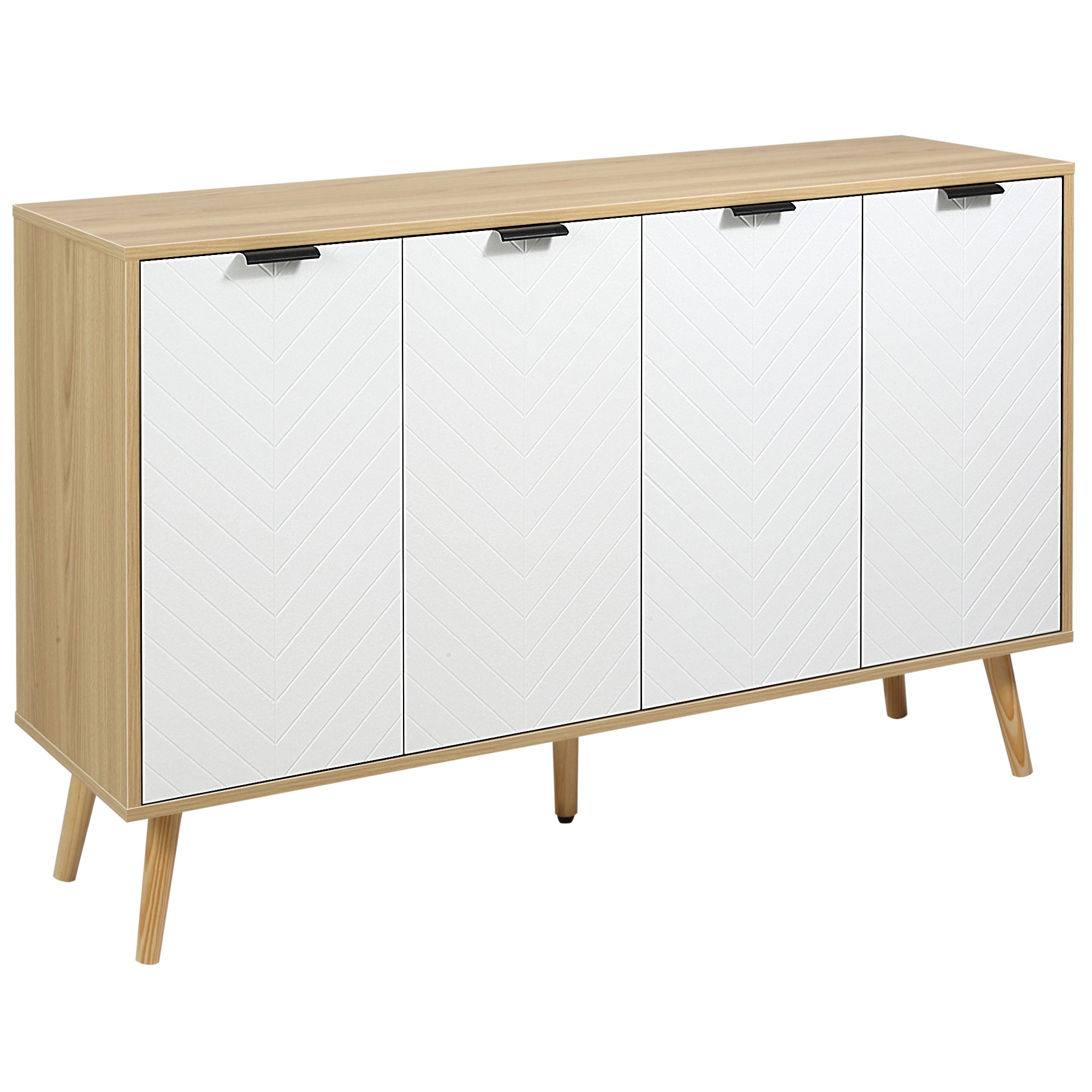 Modern Kitchen Sideboard with 2 Cabinets & Adjustable Shelves, Natural
