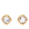 CC Gold Plated Quilted Diamond Strass Clip On Earrings