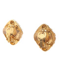 CC Gold Plated Quilted Diamond Strass Clip On Earrings