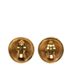 Gold Plated CC Crystal Round Clip On Earrings