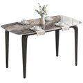 130W x 70D x 75H cm Dining Table for 4 with Stone Top, Metal Legs, Brown