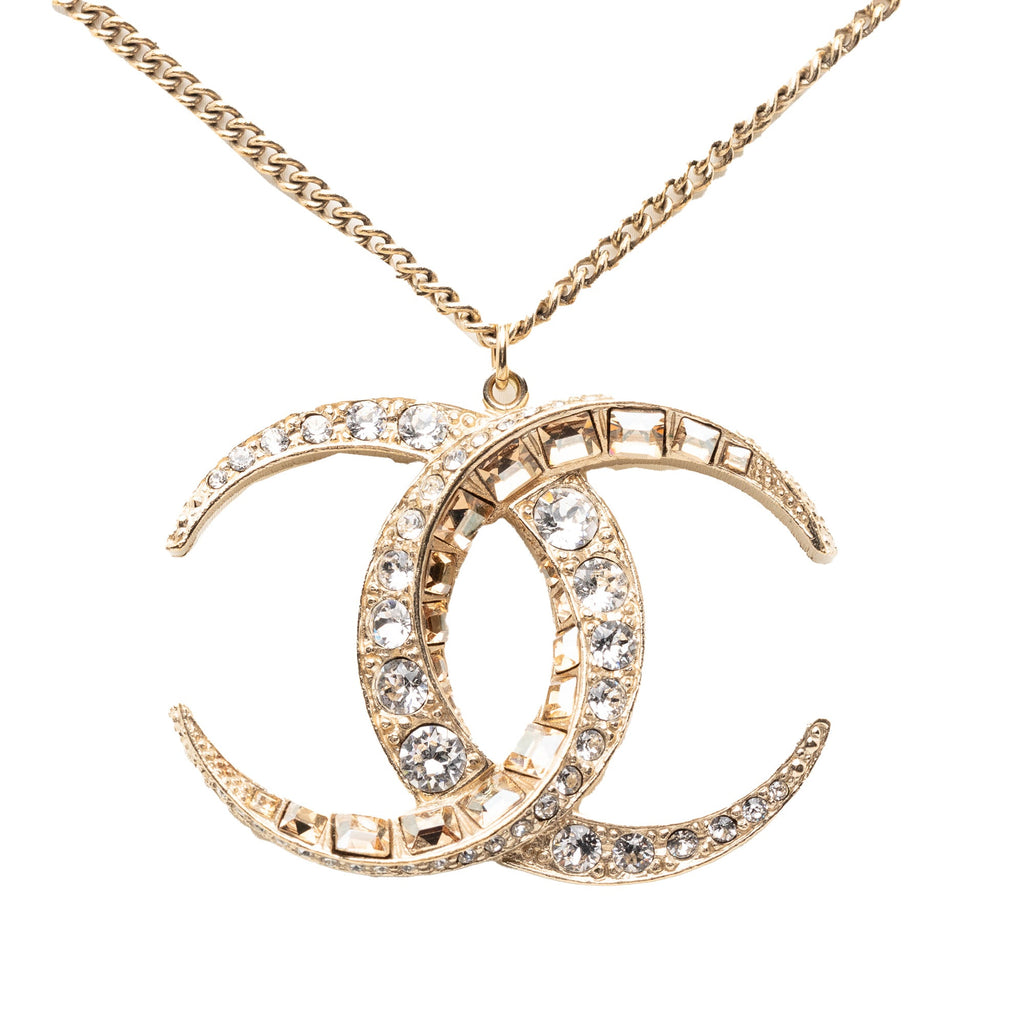 CC Gold Plated Strass Moon Pendant Necklace