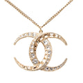 CC Gold Plated Strass Moon Pendant Necklace