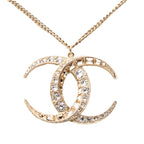 CC Gold Plated Strass Moon Pendant Necklace