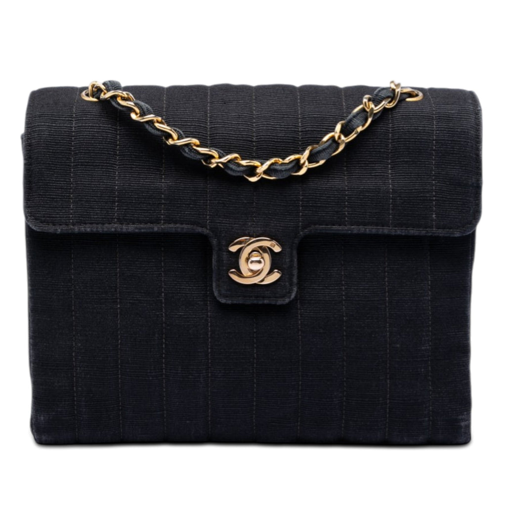 CC Vertical Quilted Nylon Grosgrain Single Flap