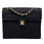CC Vertical Quilted Nylon Grosgrain Single Flap
