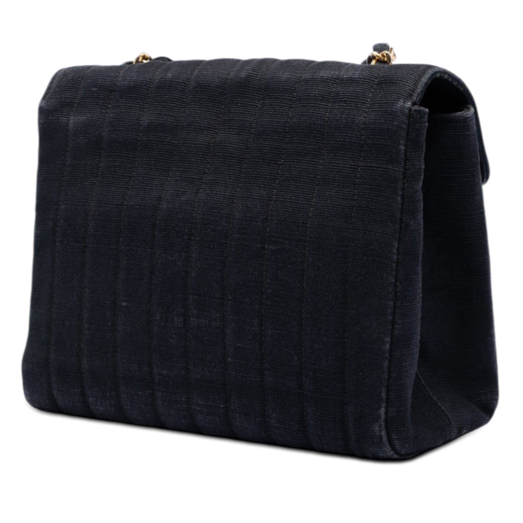 CC Vertical Quilted Nylon Grosgrain Single Flap