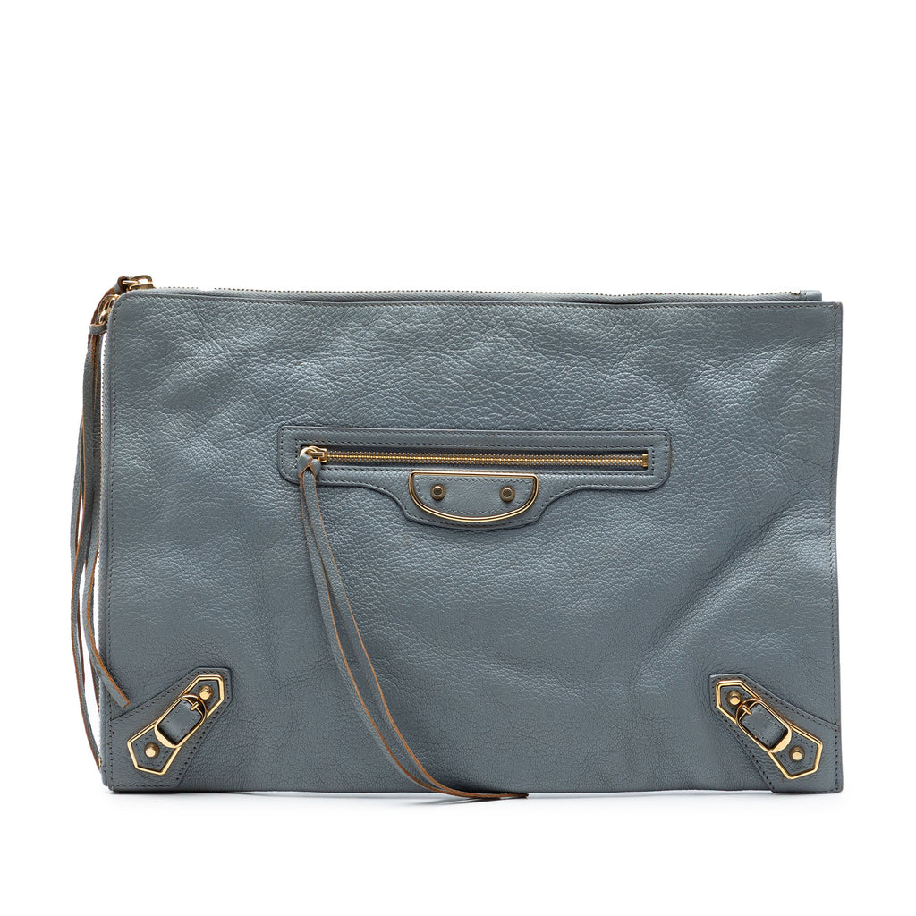 Goatskin Motocross Classic Metallic Edge Clutch