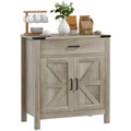Farmhouse Sideboard with 1 Drawer 1 Cabinet & Barn Door Adjustable Shelf, Grey