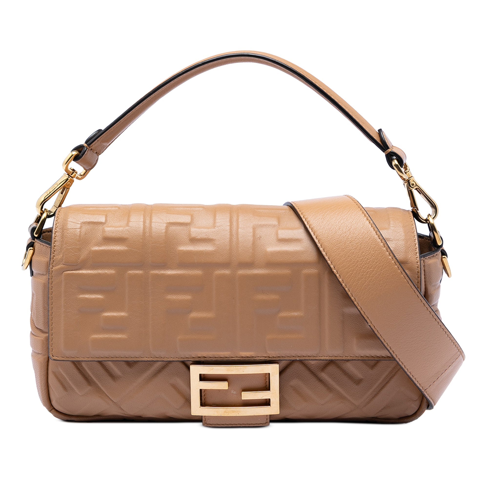 Zucca Embossed Leather Baguette Satchel