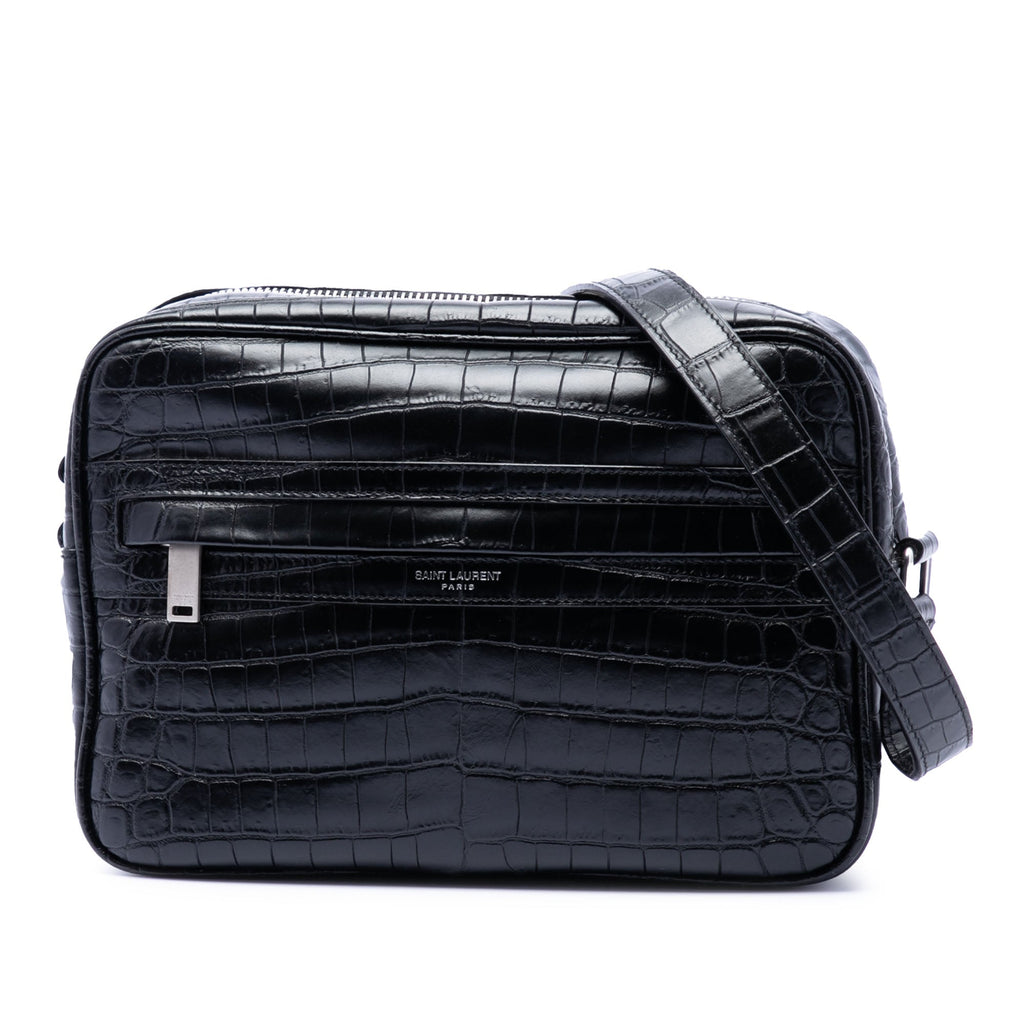 Crocodile Embossed Leather Camp Camera Bag