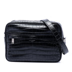 Crocodile Embossed Leather Camp Camera Bag