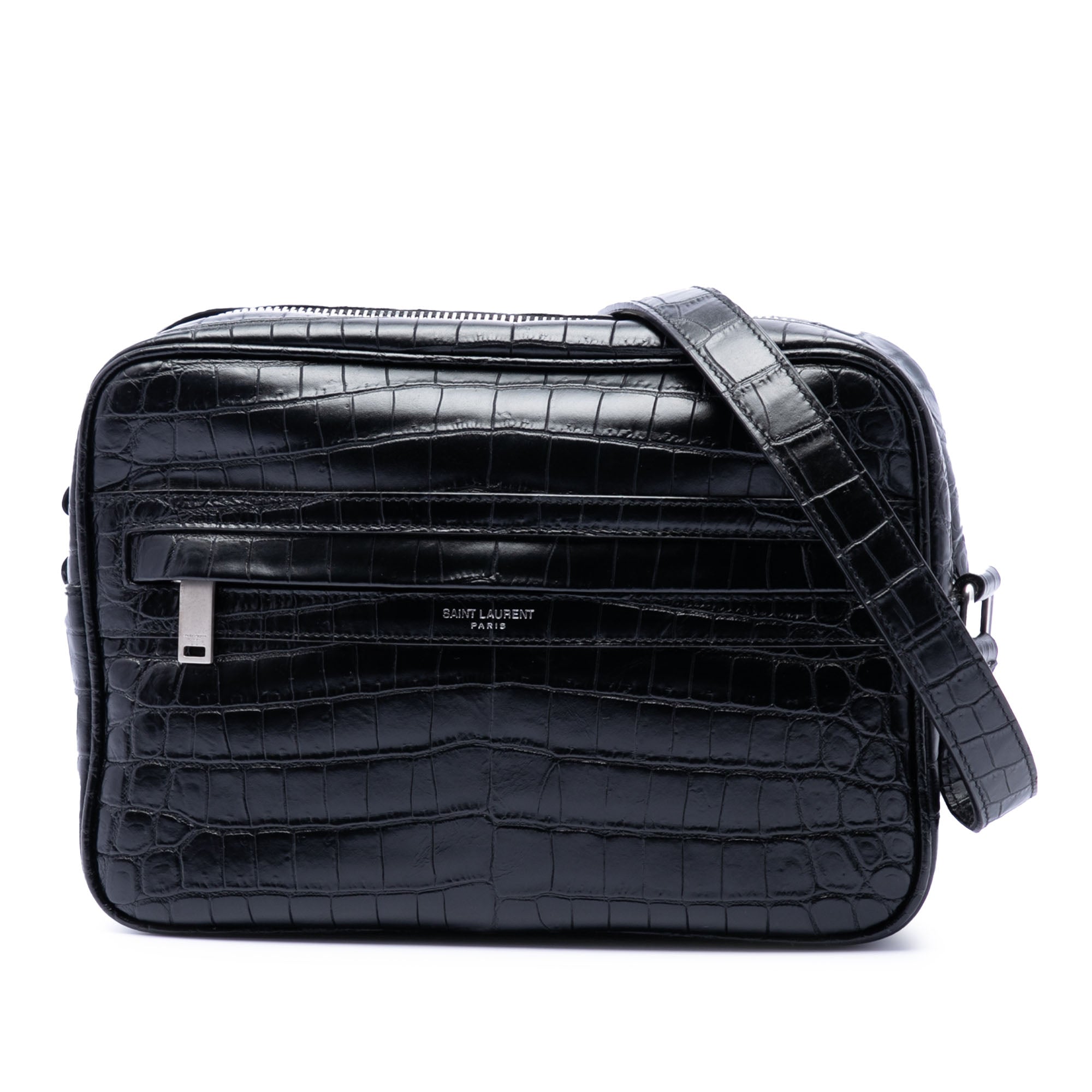 Crocodile Embossed Leather Camp Camera Bag