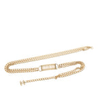Gold Plated Strass Coco Plaque Double Chain Belt