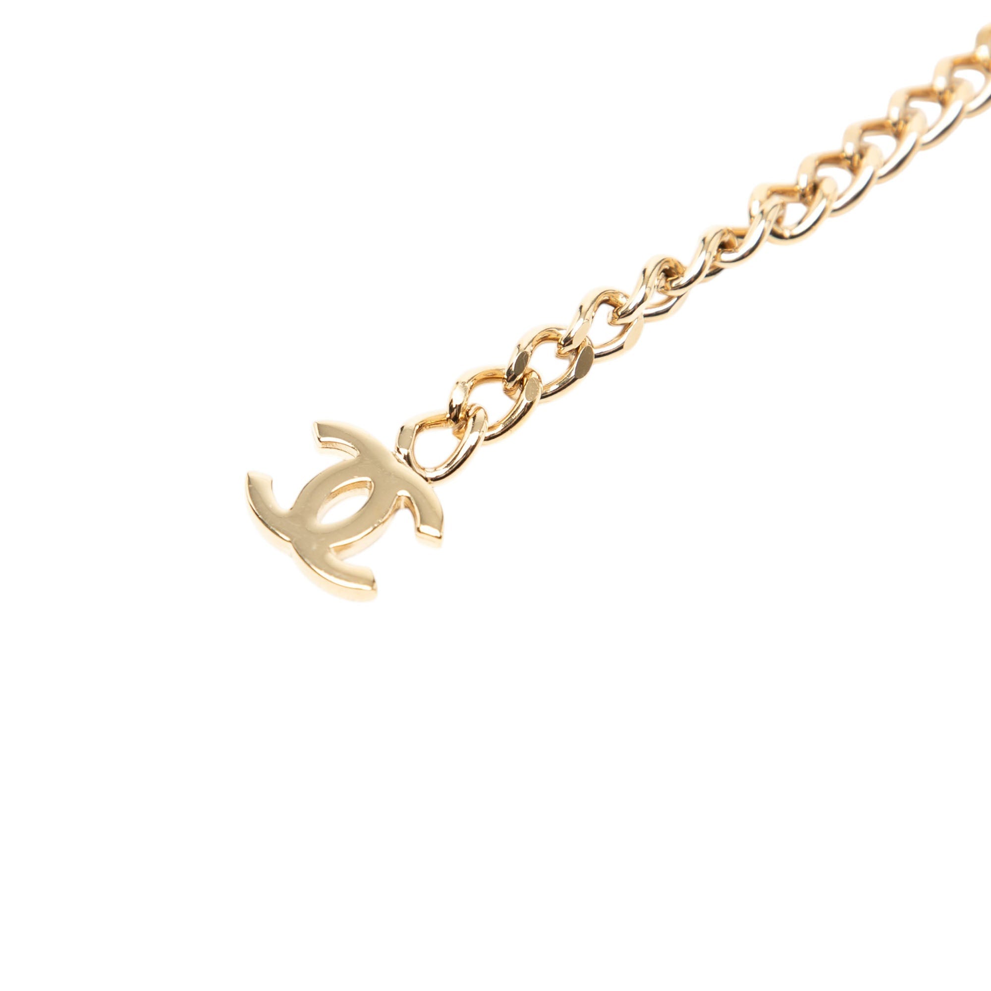Gold Plated Strass Coco Plaque Double Chain Belt