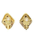 Gold Plated Strass Diamond Shape Clip On Earrings