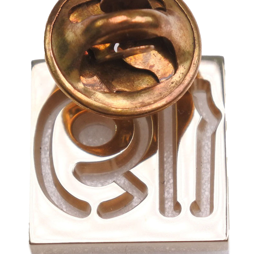 Gold Plated Rhinestone No 19 Pin Badge Brooch