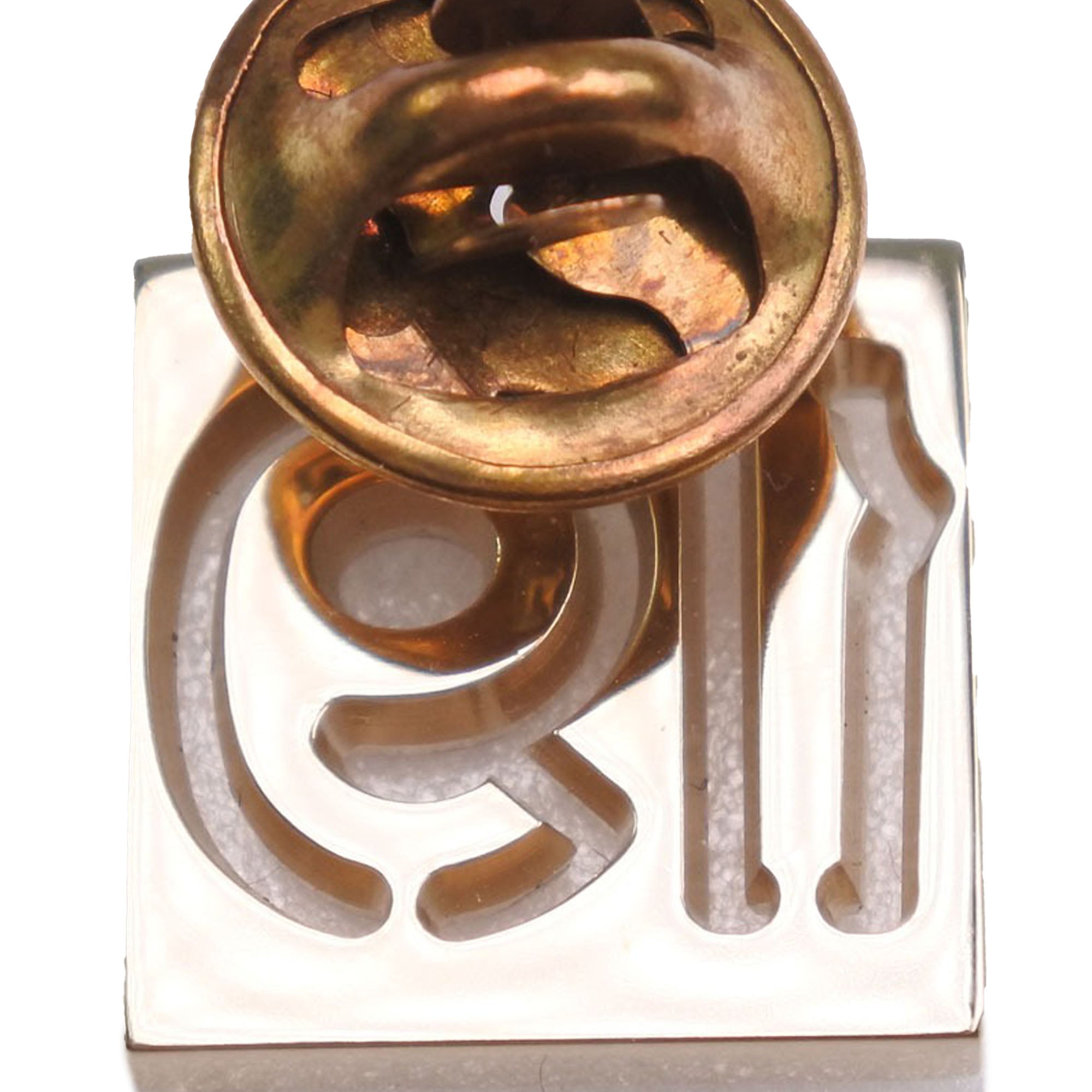 Gold Plated Rhinestone No 19 Pin Badge Brooch