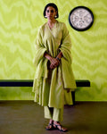 Green Apple Kallidar Angrakha Set By KYNAH, Luxury Indian Fashion & Bridal Wear
