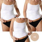 FEVI | Pack de 6 Camisetas de Tirantes en 1 o 3 Colores: Blanco, Negro, Beige | Talla Única de la S a la L