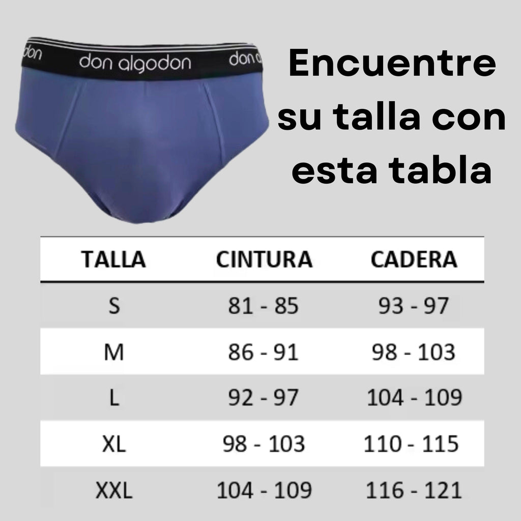 Don Algodon | Pack 12 Slips para Hombre | 6 Colores | Calidad y Suavidad Excepcionales