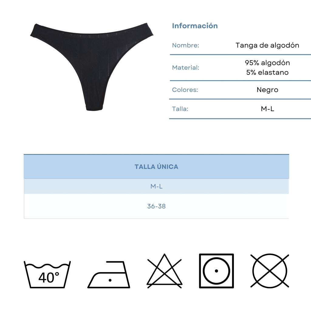 FEVI | Pack de 6 Tangas | 95% Algodón | Suaves y Transpirables | en 1 o 3 Colores: Negro, Beige, Blanco