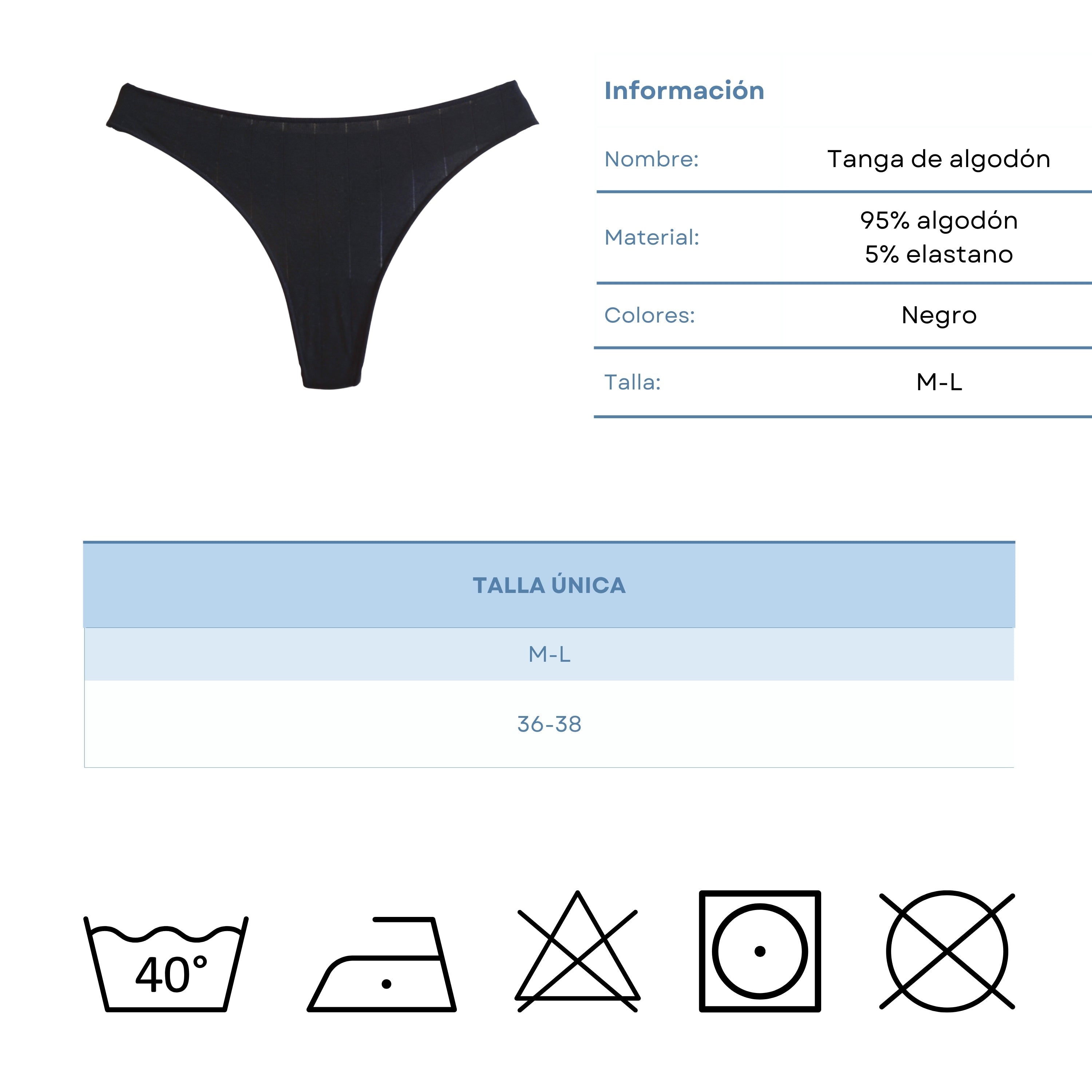 FEVI | Pack de 6 Tangas | 95% Algodón | Suaves y Transpirables | en 1 o 3 Colores: Negro, Beige, Blanco