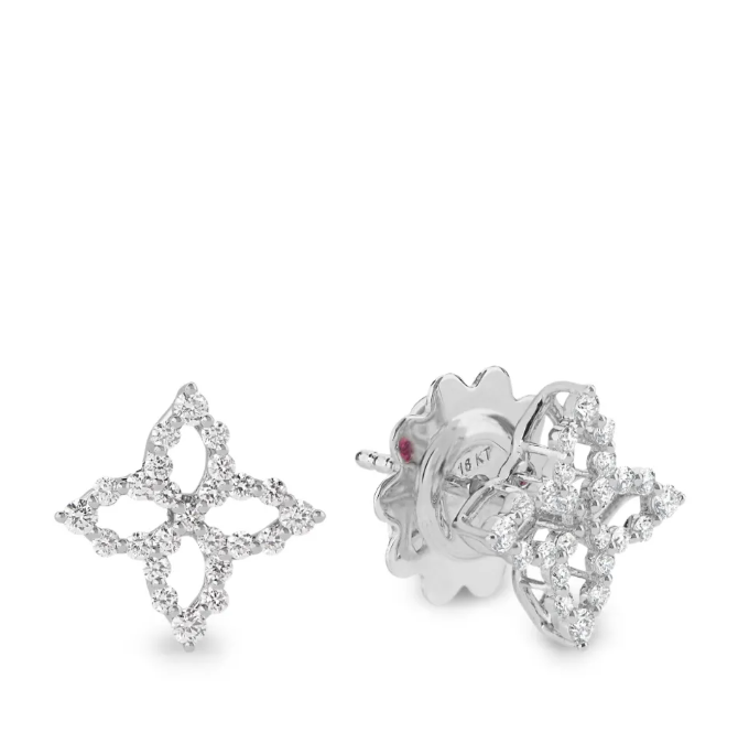 Roberto Coin Diamond Floral Earrings — White