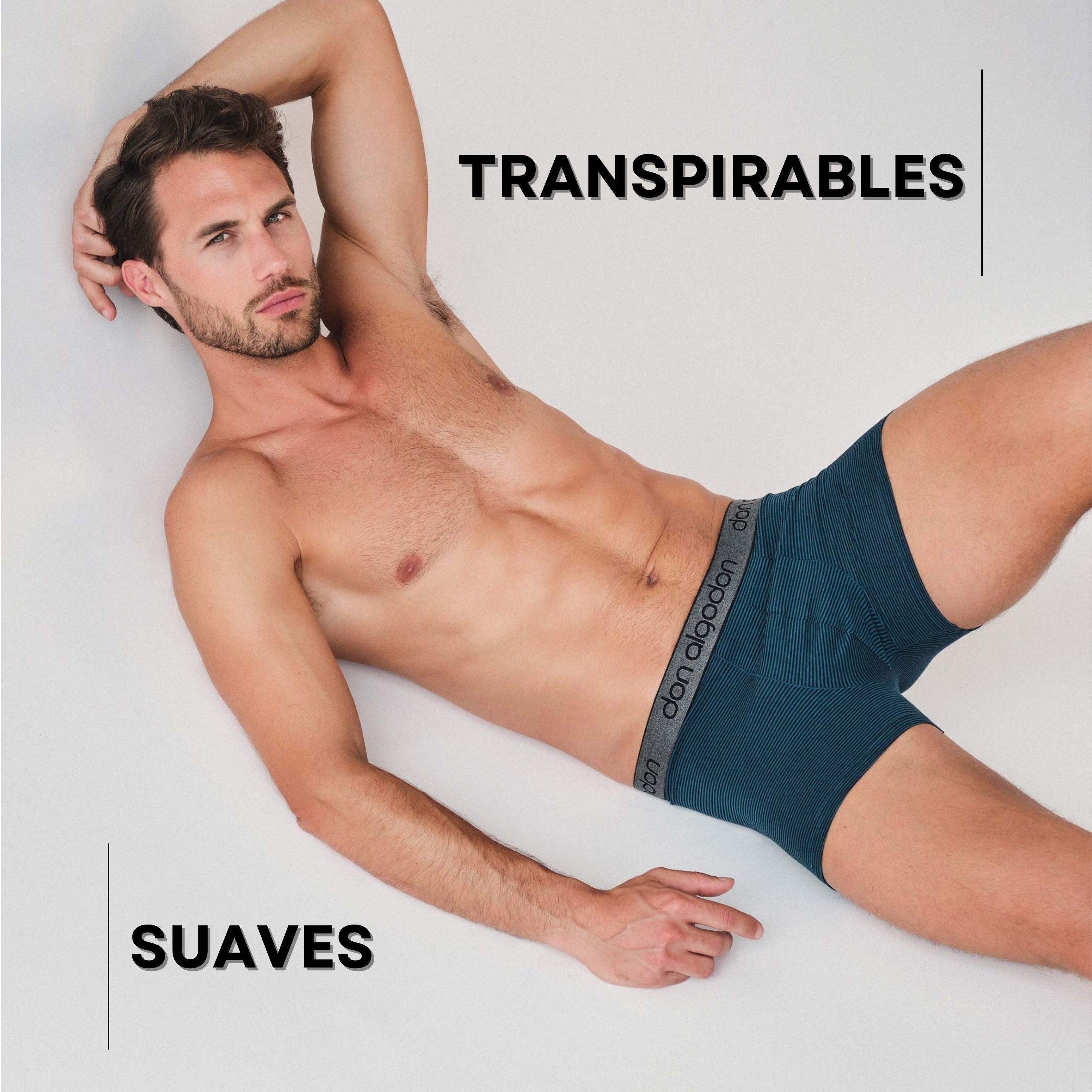 Don Algodon | Pack 6 Boxers Lisos y Rayas - Ajustables y cómodos para Uso Diario