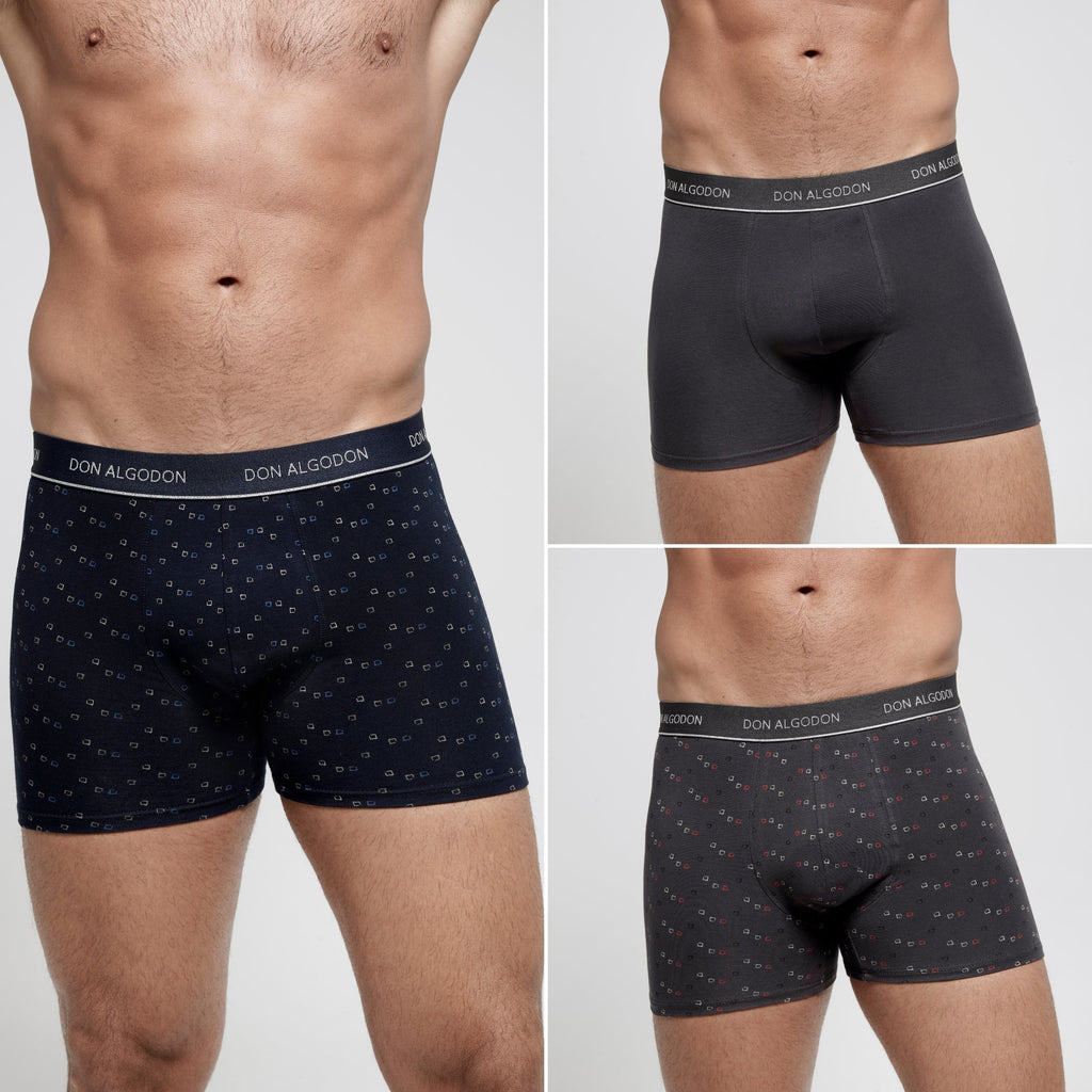 Don Algodon Pack 6 Calzoncillos Hombre Suaves y Transpirables | 1 Unidad por Color | 3 Estampados y 3 Lisos