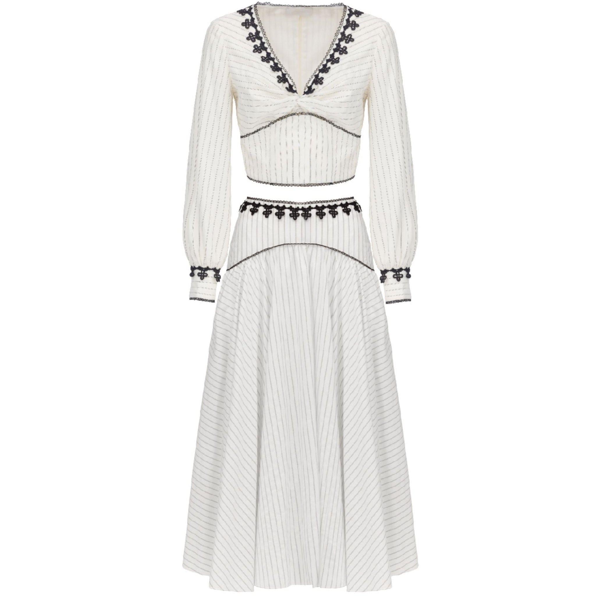 Ivory Pleated Lace Trim Set