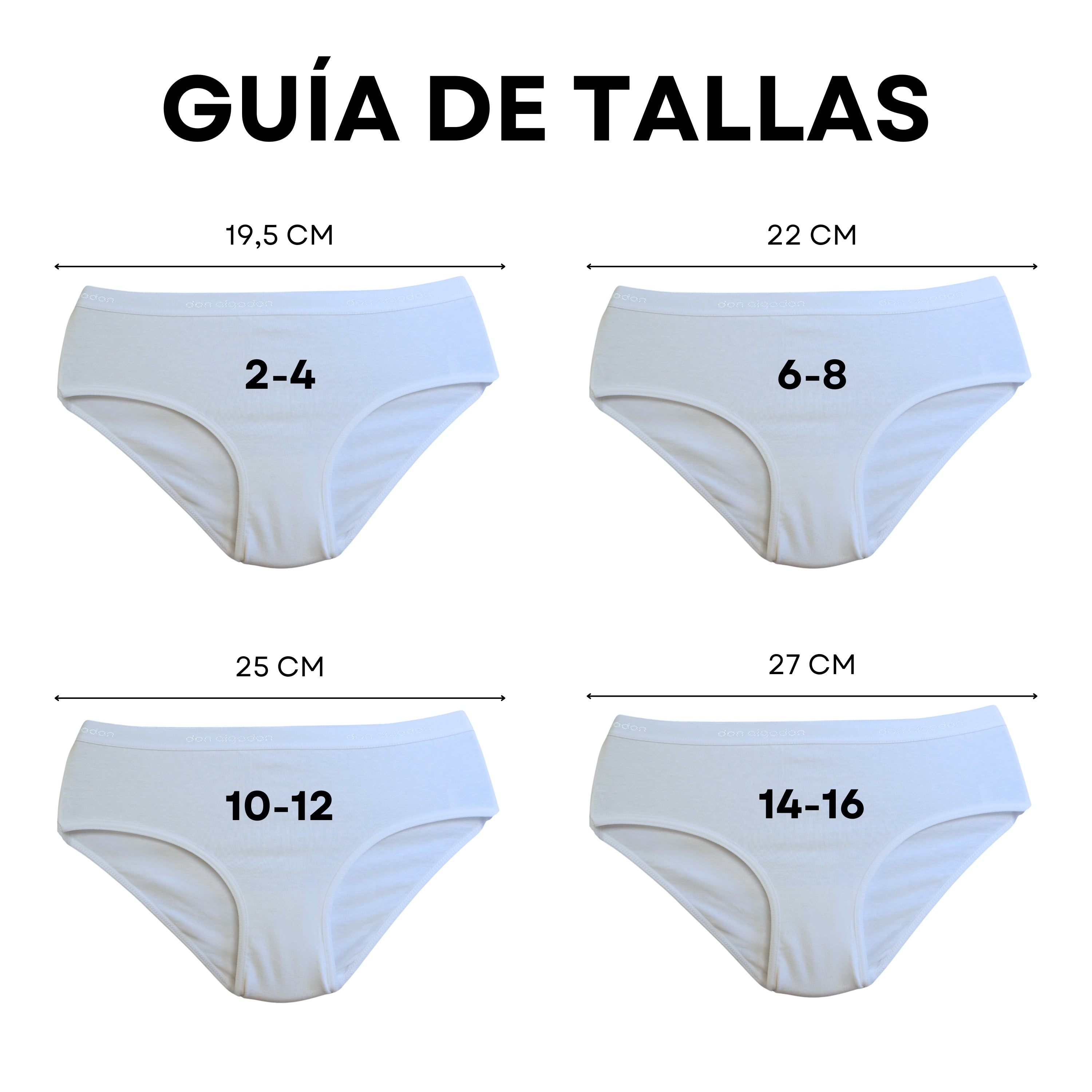 Don Algodon Kids | Pack de 12 Braguitas Lisas para Niña | Transpirables