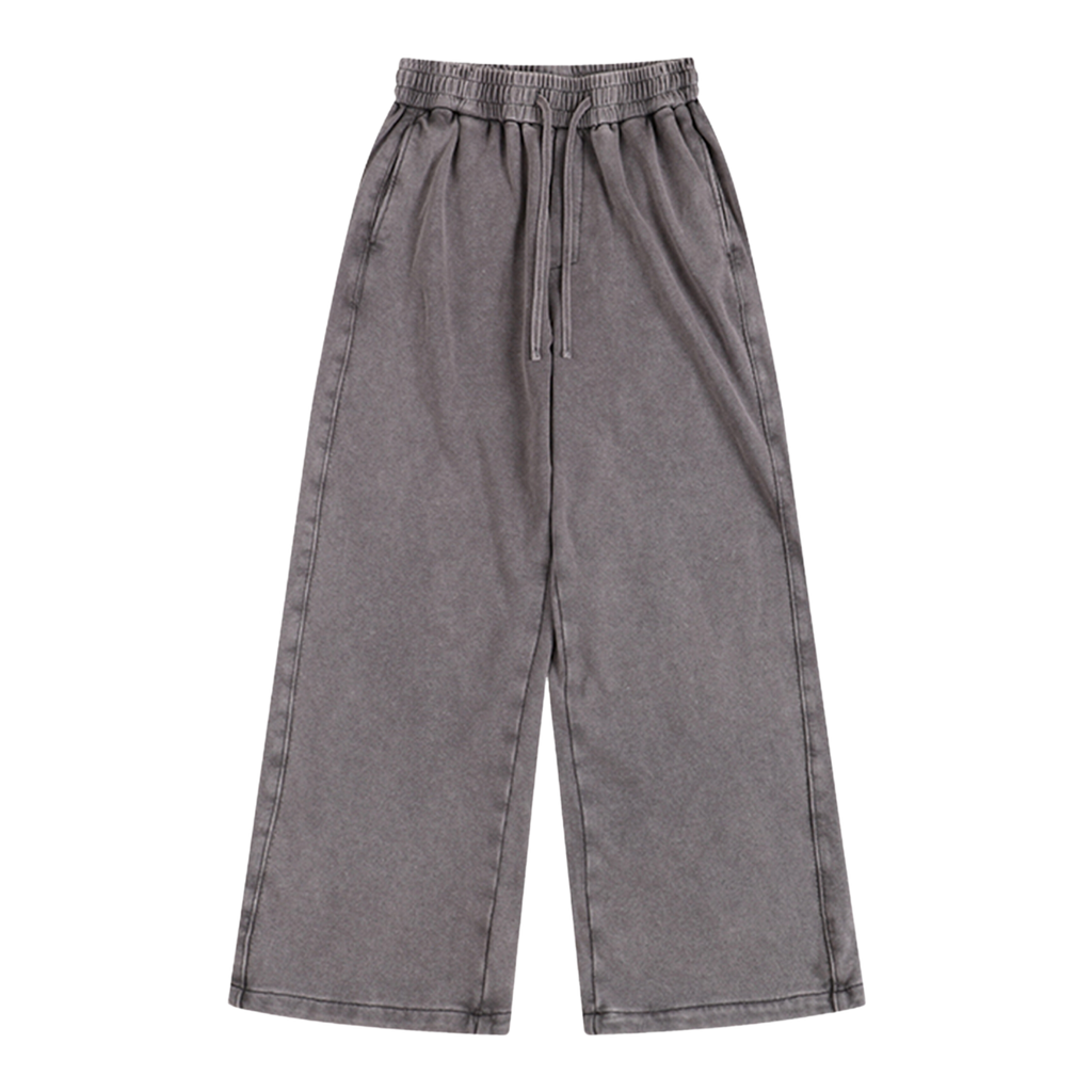Washed Gray Wide Leg Joggers