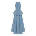 Structured Peplum Denim Maxi Dress
