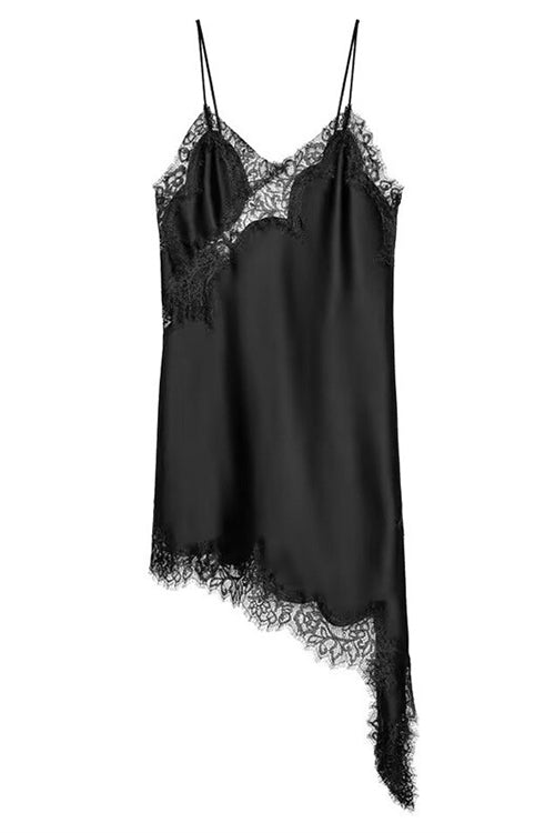 Spaghetti Strap Lace V Neck Irregular Hem Mini Dress