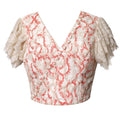 Lace Fitted V-Neck Top with Puff Sleeves | PR Sample