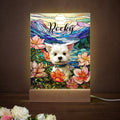 Lámpara de noche de acrílico personalizada con nombre y base de madera Decoración para el hogar Regalo de aniversario Cumpleaños para dueños de mascotas