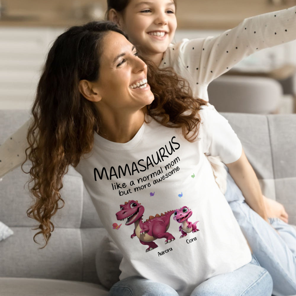 Personalizado Multicolor Lindo 3D Dinosaurio Diseño Suave Crewneck Camiseta Sudadera con 1-12 Nombres Cumpleaños Día de la Madre Regalo para Mamá Abuela