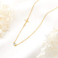 Personalizado collar de piedra de nacimiento cruz lateral Día de San Valentín Joyería delicada Comunión Cristiana Aniversario de regalo para las mujeres