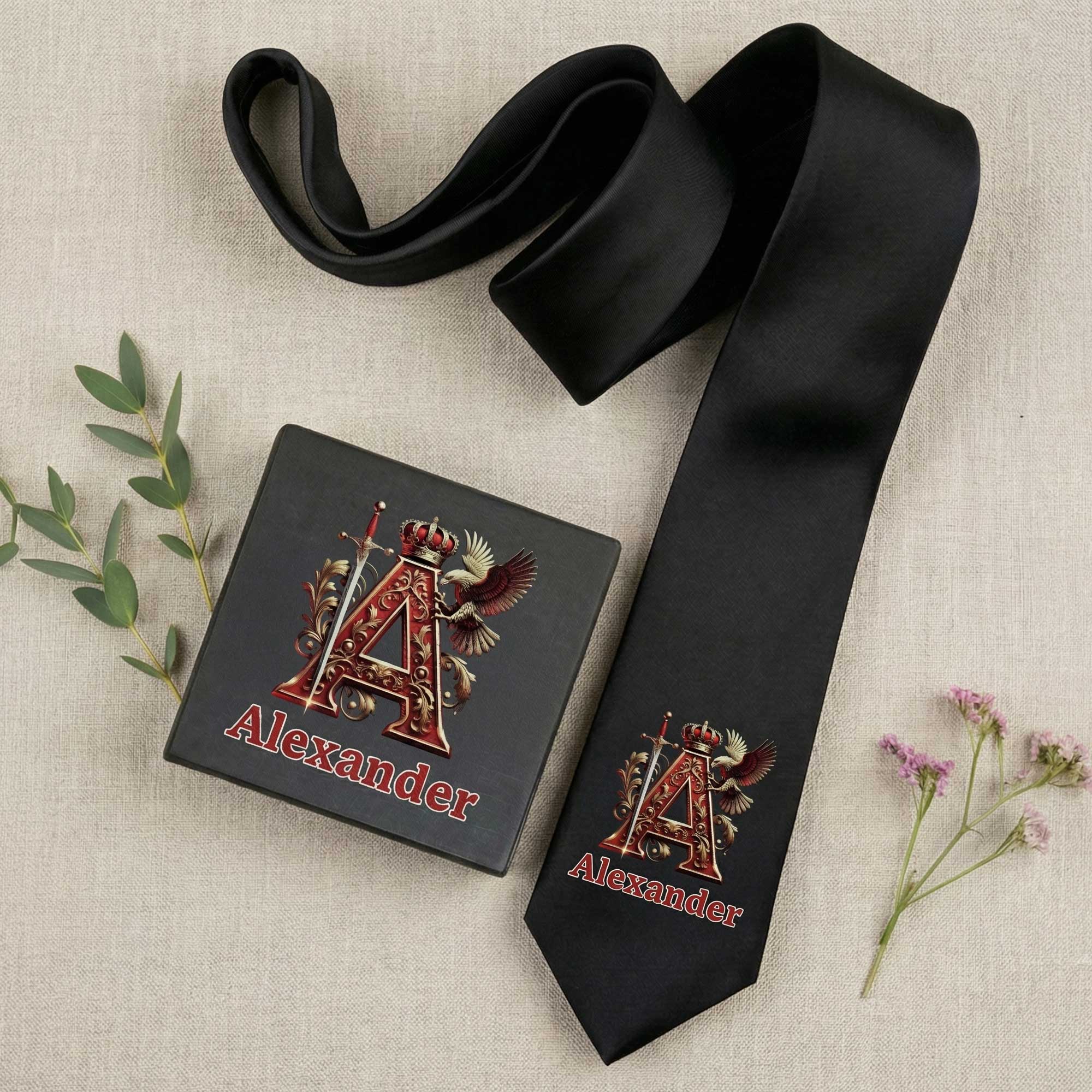 Corbata Personalizada Caballero Insignia Inicial con Nombre Aniversario Cumpleaños Día del Padre Regalo para Hombre