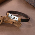 Personalizada Vintage Cruz Pulsera de cuero genuino con texto grabado Joyería Religiosa Bautizo Cumpleaños Regalo para Hombres Cristianos