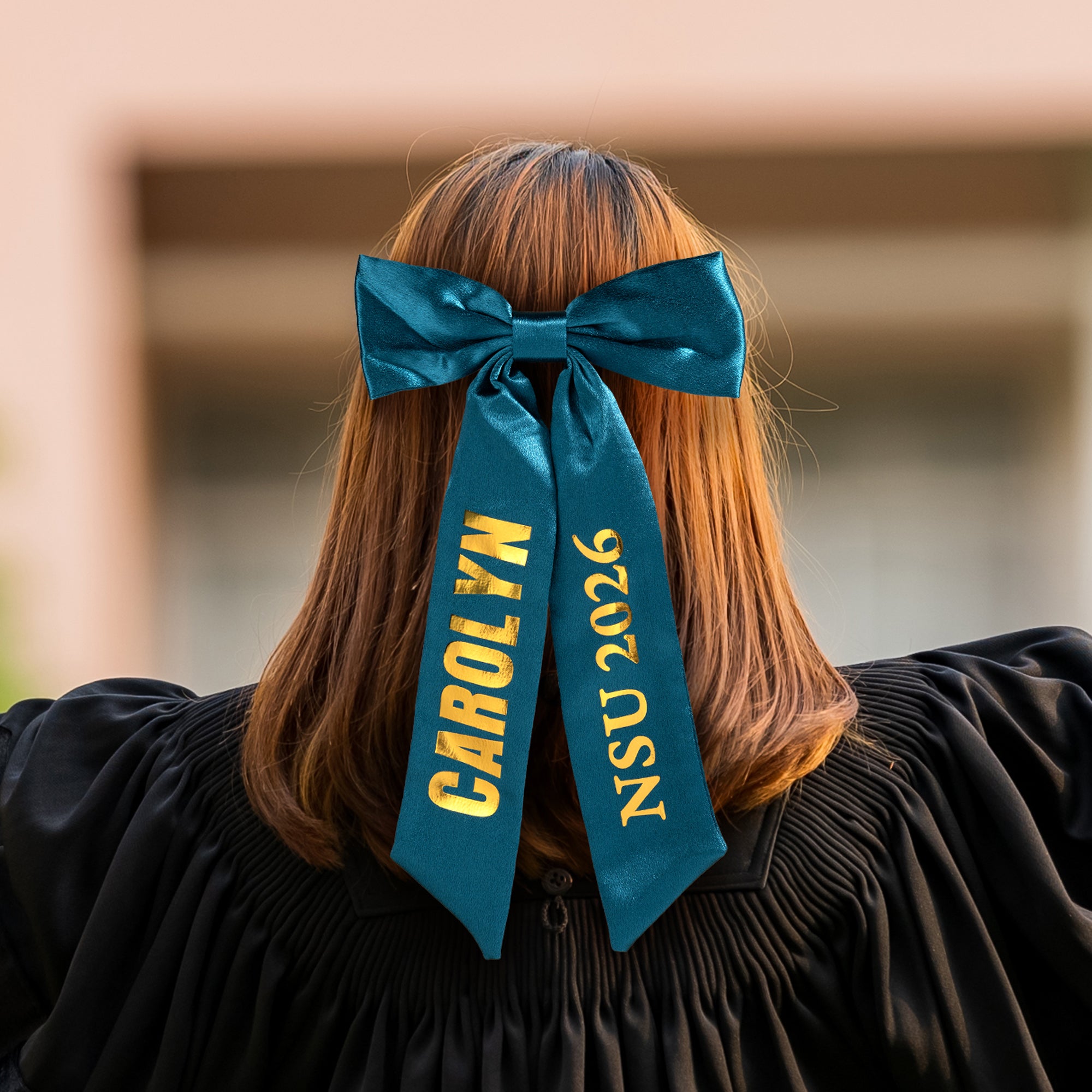 Personalizado Textos Glitter Bow Knot Hair Clip Accesorios para el cabello Regalo de Graduación para Graduados Chica