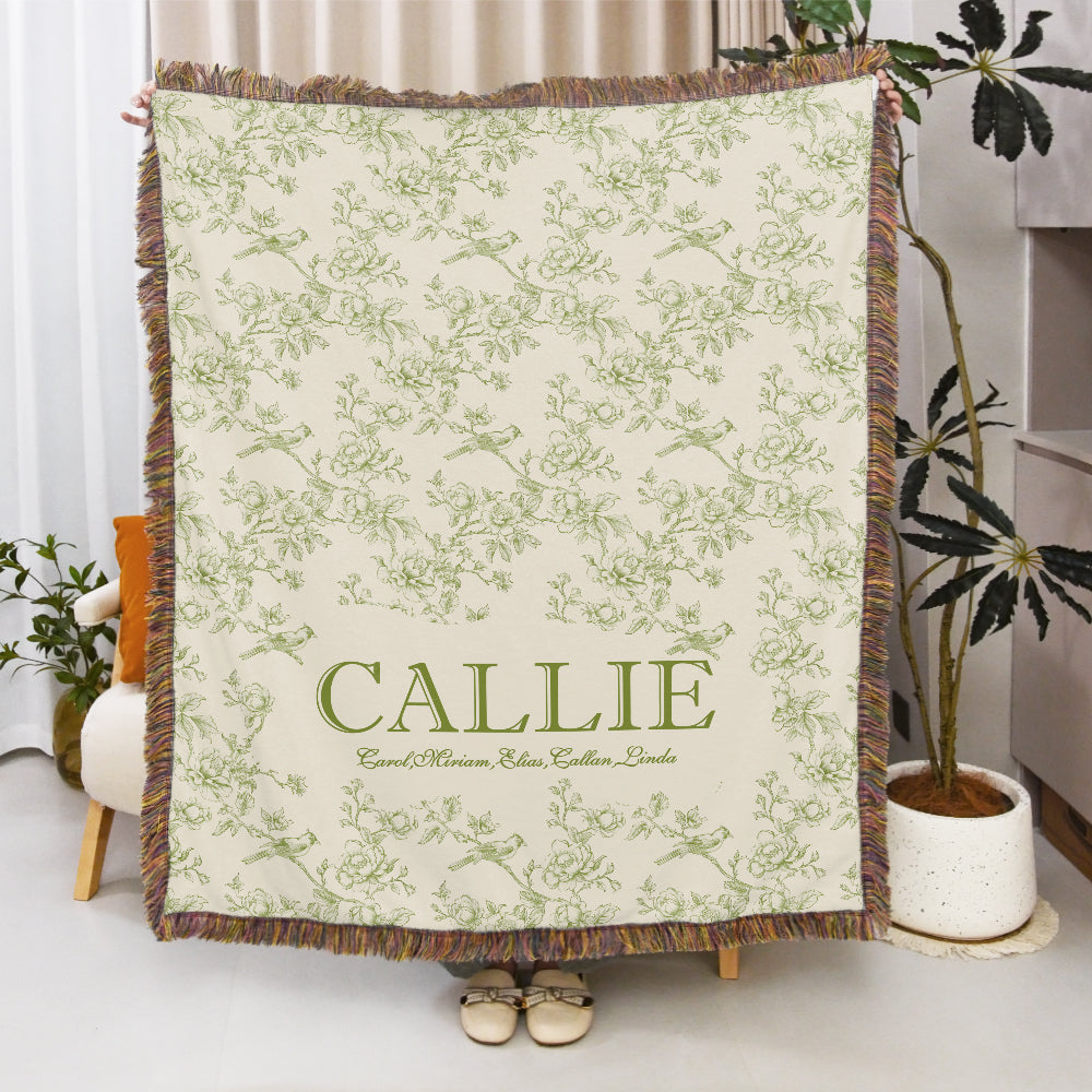 Manta suave personalizada con nombre y título en diseño floral retro Decoración del hogar Navidad Cumpleaños Regalo para mujeres Familia