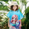 Toalla de playa con capucha para niños, de secado rápido, personalizada con el nombre de una sirena submarina en 3D, para niñas amantes de las sirenas.