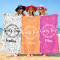 Toalla de playa de microfibra de secado rápido con nombre Personalizada Viaje de chicas con temática de verano Fiesta en la playa Piscina Viaje esencial Regalo de cumpleaños para mejores amigas
