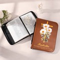 Personalizada Nacimiento Flor Cruz Biblia Versos PU Leather Book Cover con Nombre y Texto Birthday Anniversary Gift for Christian Women