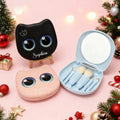 Personalizado lindo nombre de gato de ojos grandes 6 piezas de maquillaje cepillos conjunto con la caja y el espejo de la boda despedida de soltera de viaje de cumpleaños de regalo para las mujeres am