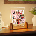 Luz de Noche LED Acrílica Personalizada Love You Mom con Base de Madera y Fotos Día de la Madre Día de Acción de Gracias Regalo de Cumpleaños para Mamá