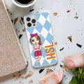 Personalizado Multicolor Sombra Monograma Caricatura Carcasa del teléfono del personaje para el iPhone con el nombre Regalo de cumpleaños para mujeres Hombres